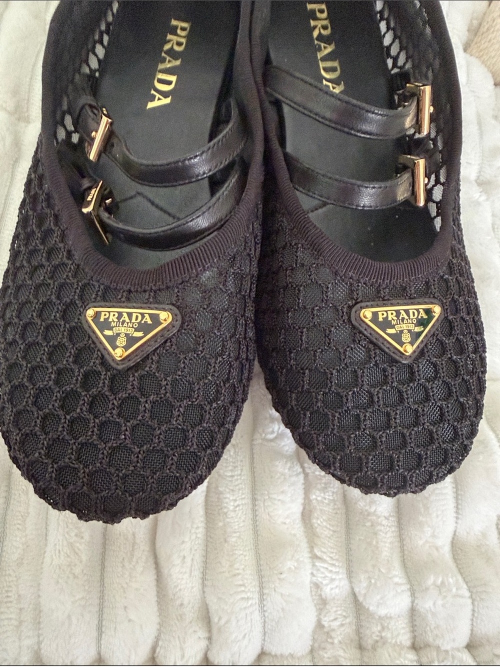 Prada Black Mesh Flats - Picture 6 of 7